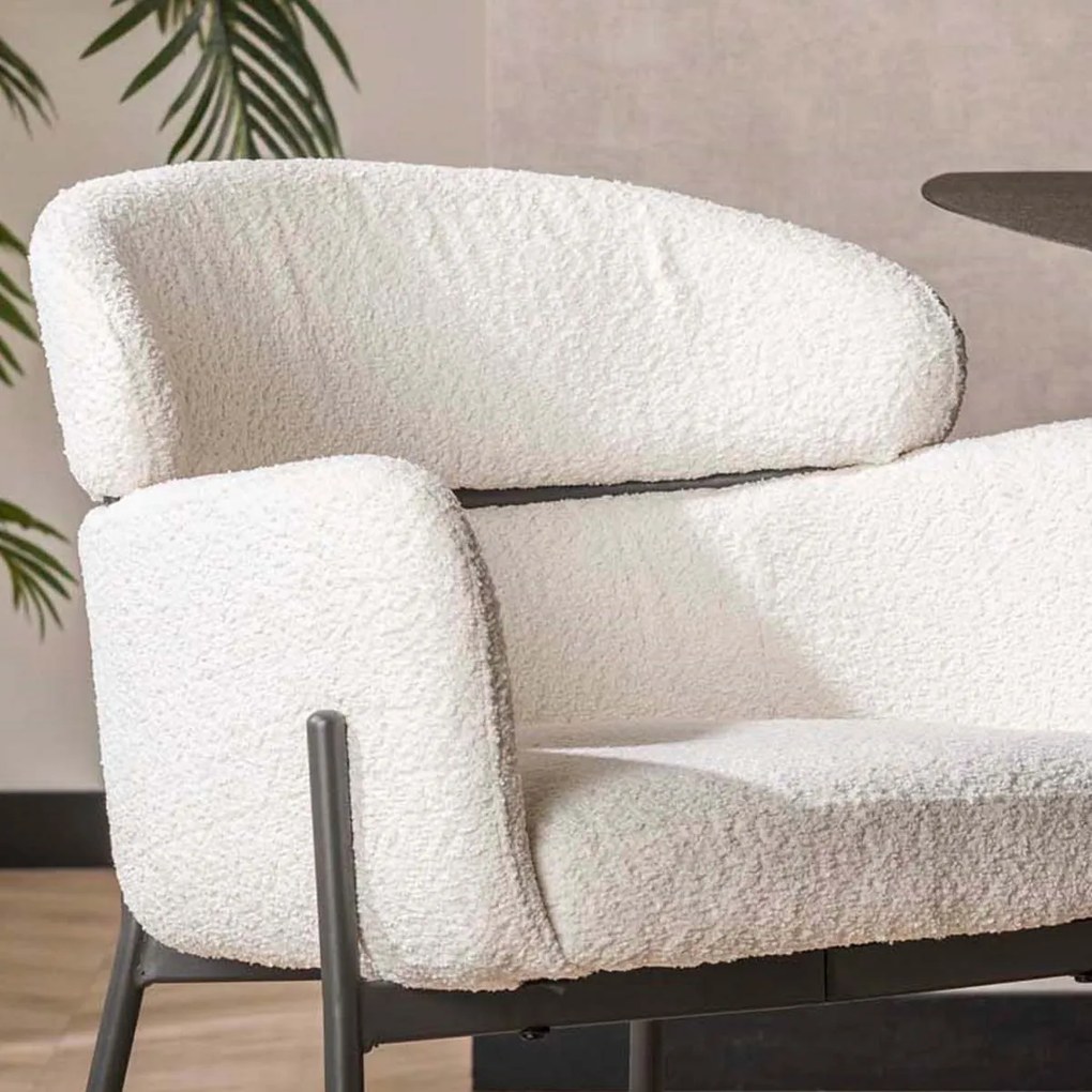 Design Eetkamerstoel Wit Boucle