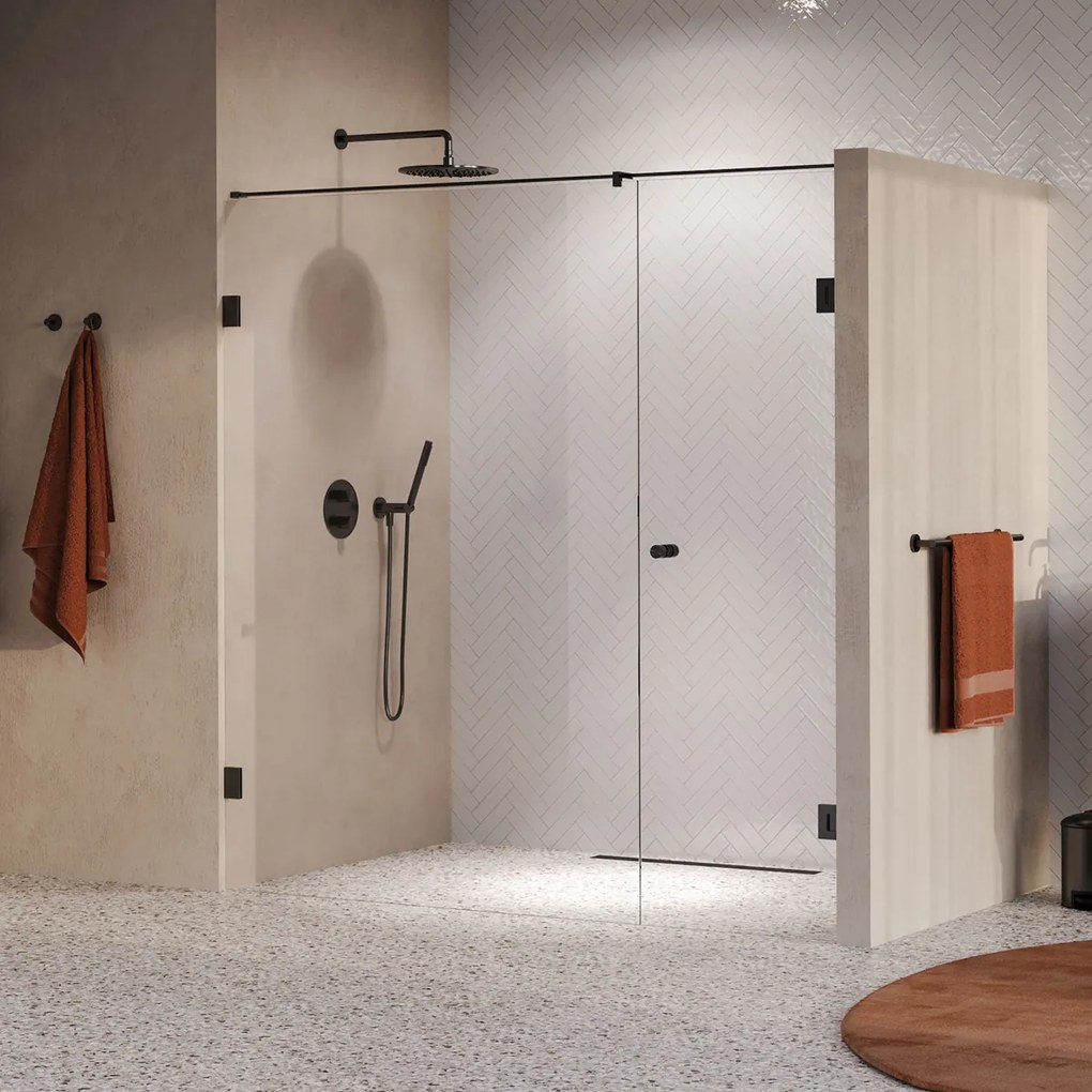 Brauer Void Carving profielloze nisdeur 190cm met draaideur 70cm aan muur gunmetal geborsteld PVD
