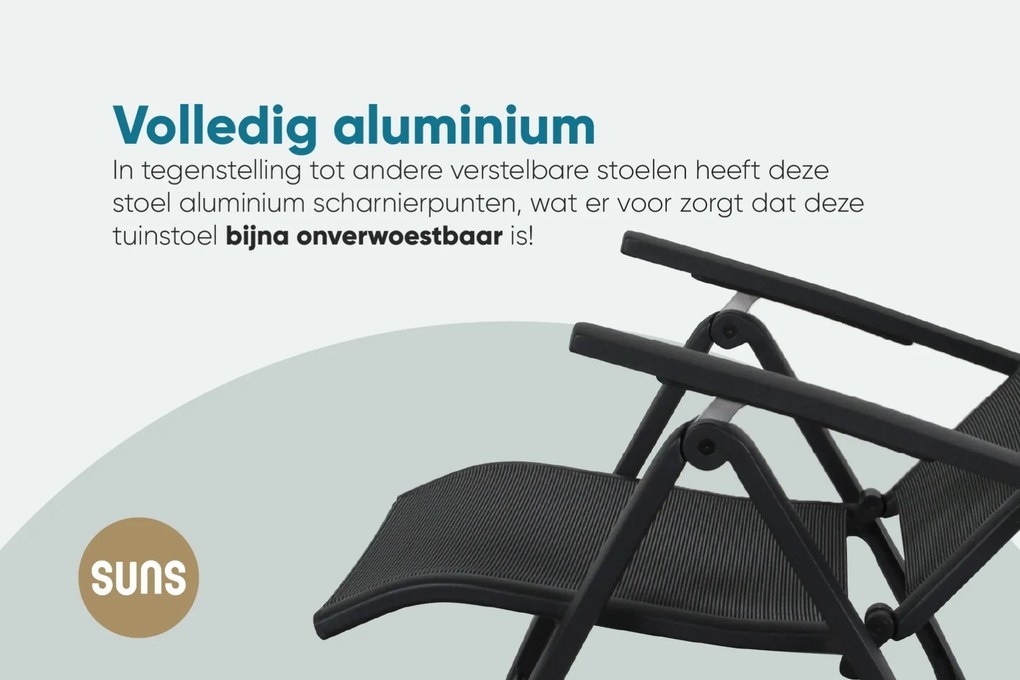 Suns New Castle verstelbare tuinstoel - Antraciet