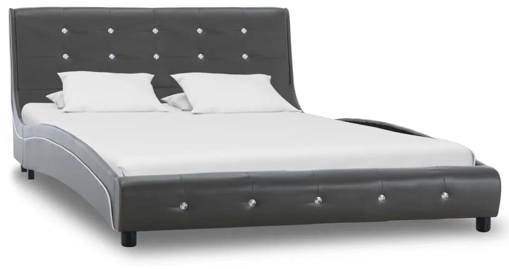 vidaXL Bed met traagschuim matras kunstleer grijs 120x200 cm