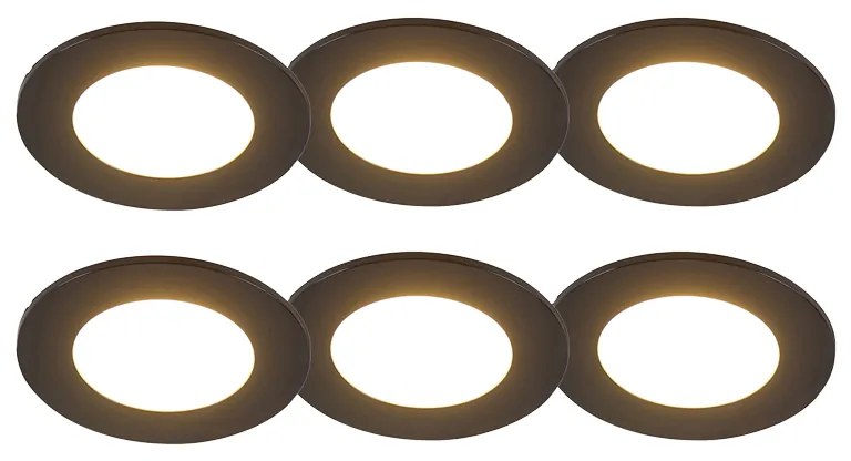 Set van 6 inbouwspots zwart incl. LED 3-staps dimbaar IP65 - Blanca Modern IP65 rond Binnenverlichting Lamp