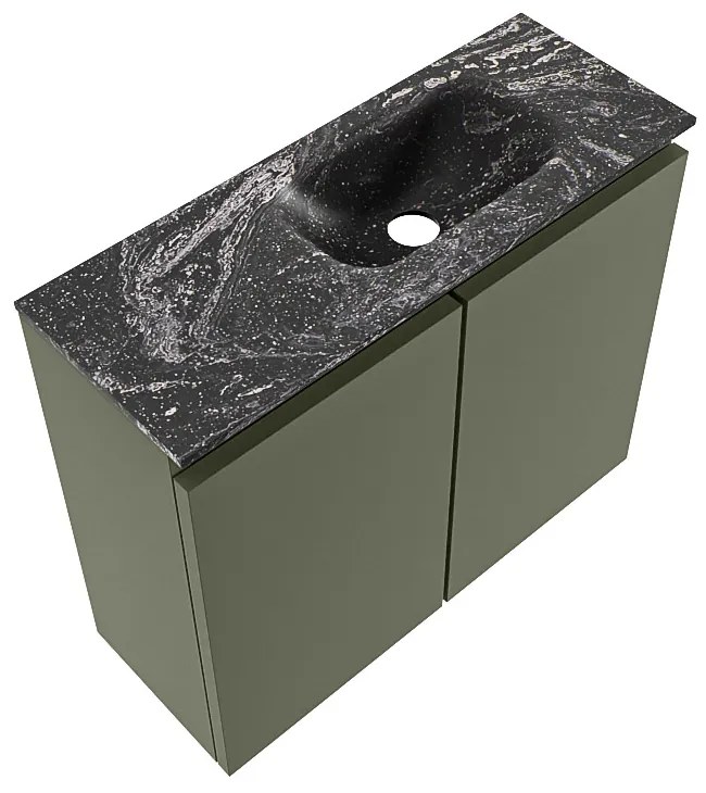 Mondiaz Ture DLux toiletmeubel 60cm army met wastafel lava rechts met kraangat