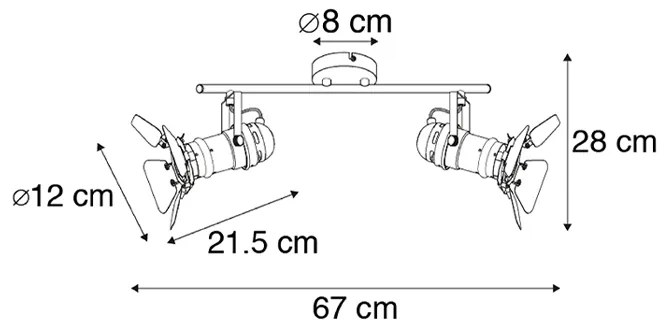 Smart spot zwart incl. WiFi GU10 2-lichts met kleppen - Movie