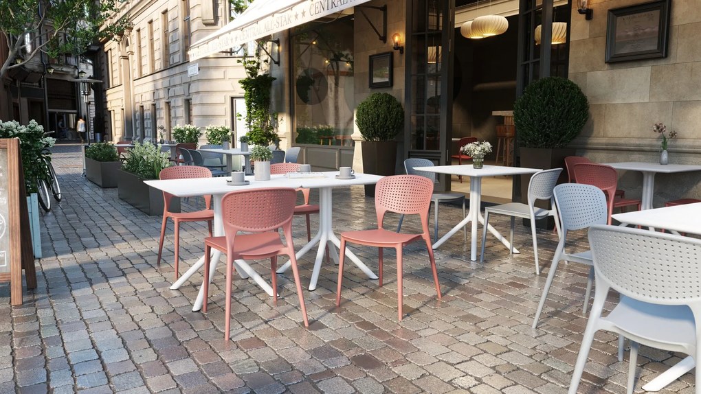 FLAVIO 80x80 Wit - MODERNE VIERKANTEN TUINTAFEL (voor keuken, café, tuin)