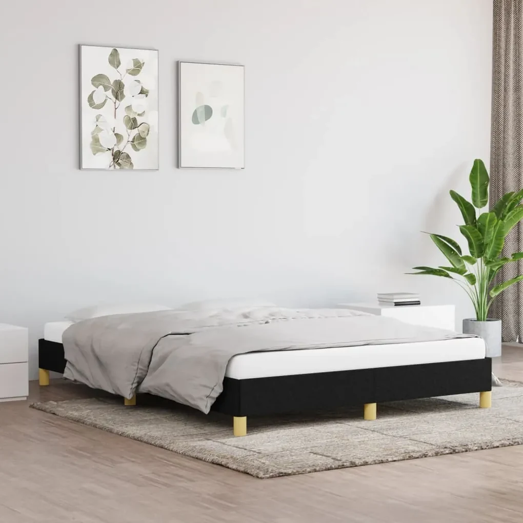 vidaXL Bedframe stof zwart 140x200 cm