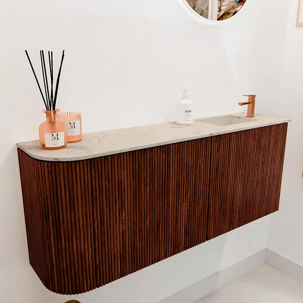Mondiaz Joya DLux 100cm toiletmeubel ronding links ruby met wastafel faye rechts 1 kraangat frappe