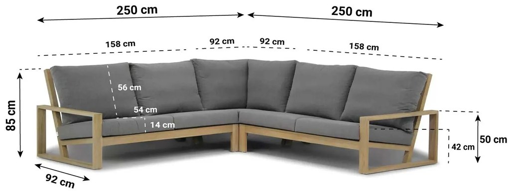 Hoek loungeset  Teak Old teak greywash 5 personen Lifestyle Garden Furniture Pure Island