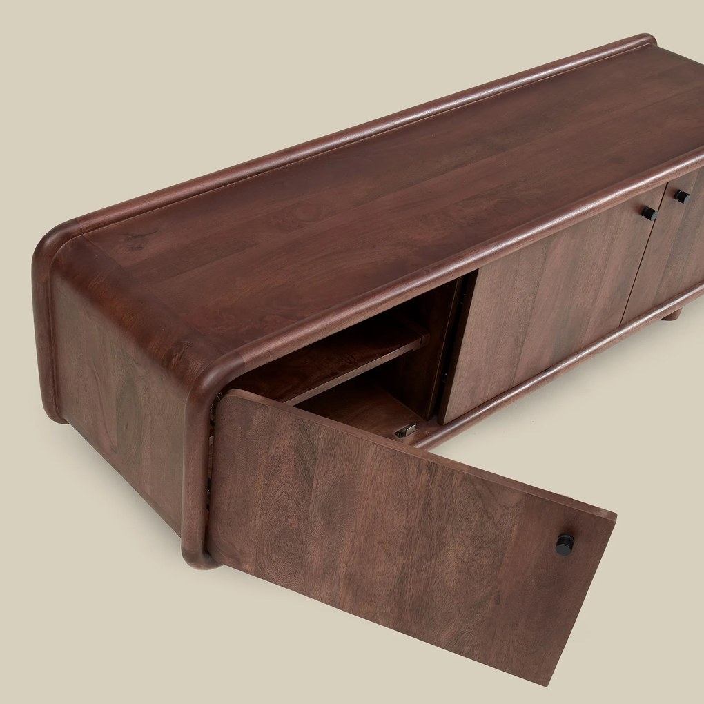 Houten Tv-meubel Met Ronde Hoeken 160 Cm - 160x43x50cm.