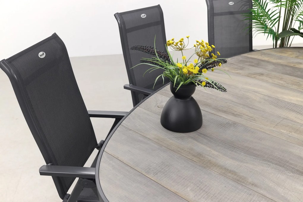 Hartman Milaan/Silva houtlook 240x115 cm. ovale tuinset - 7-delig