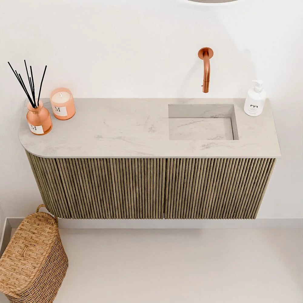 Mondiaz Joya DLux 80cm toiletmeubel ronding links dusk met wastafel faye rechts zonder kraangat opalo
