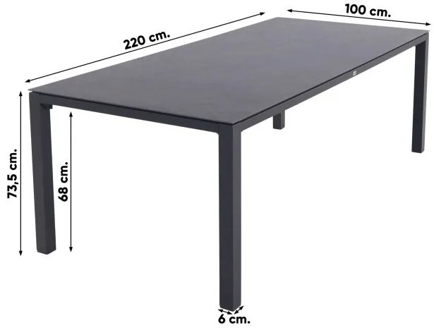 Hartman Milaan/Chaneo verstelbare tuinset - 220x100 cm. - 7-delig