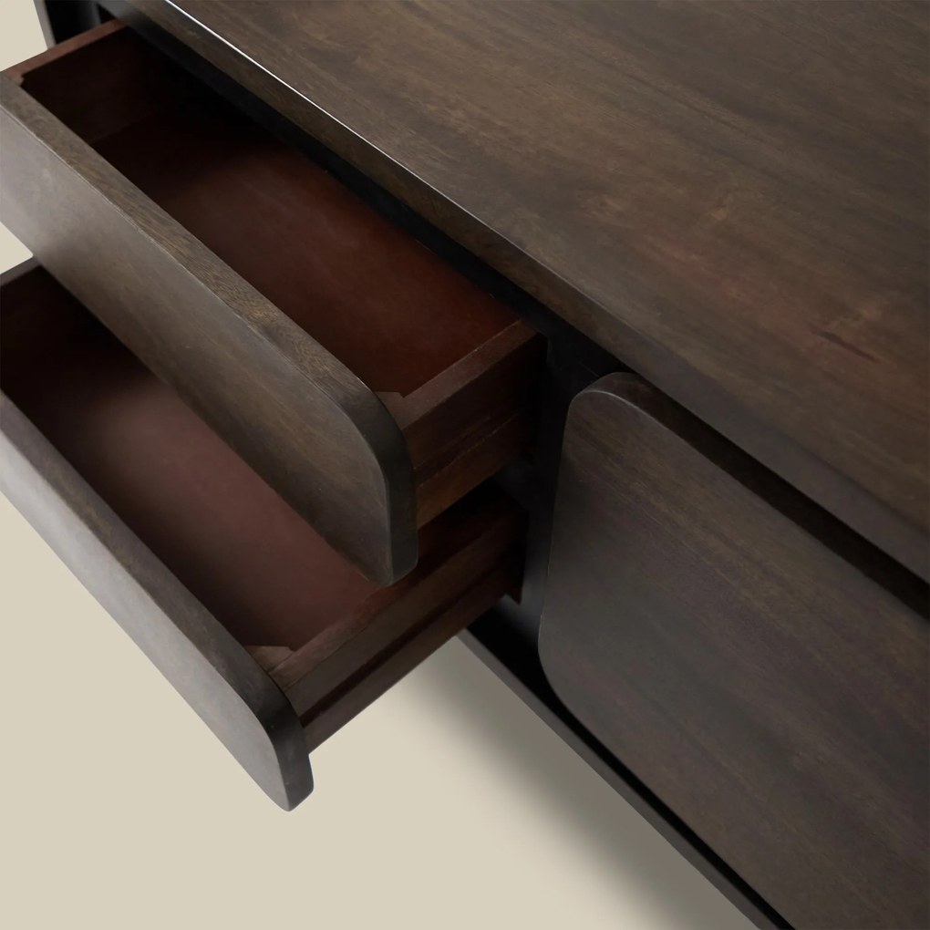 Donkerbruin Tv-meubel Mangohout - 160x40x55cm.