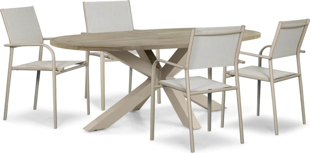 Tuinset 4 personen 200 cm Aluminium Taupe Presto Brentino/Brookline