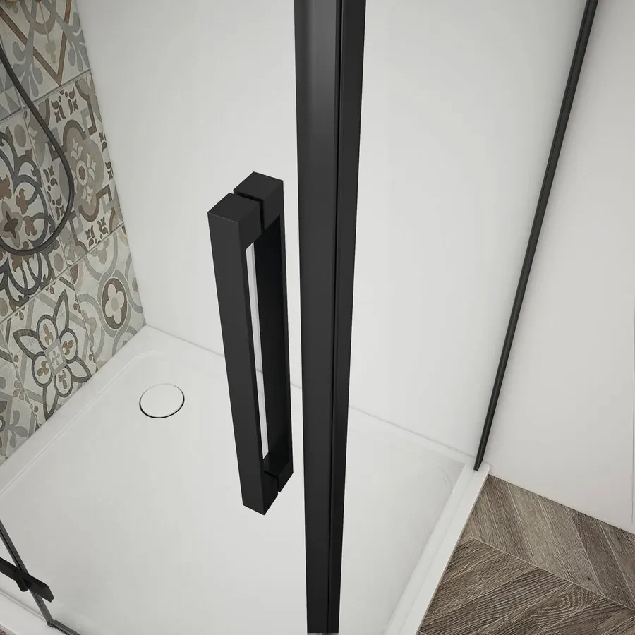 Gelco Trinity douchedeur 90cm rechts met helder glas zwart mat