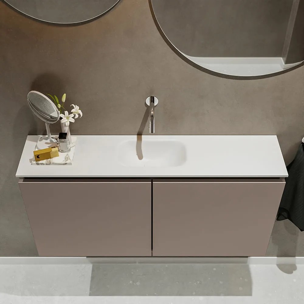 Mondiaz Ture 100cm toiletmeubel smoke met wastafel talc midden geen kraangat