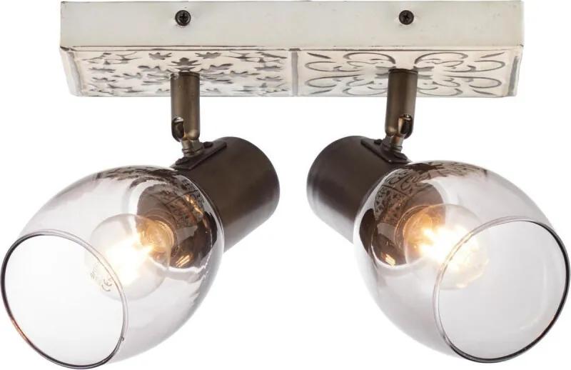 Tolosa spot bar 2-vlammen crème / rookglas binnenverlichting, spots, balken | 2x D45, E14, 6W, geschikt voor hanglampen (niet inbegrepen) | A ++ | Draaibare hoofden
