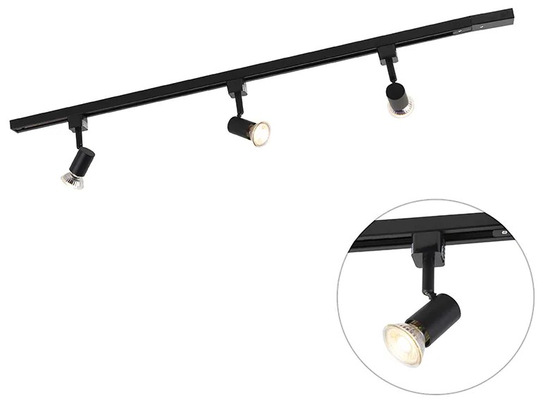 Modern railsysteem met 3 Spot / Opbouwspot / Plafondspots zwart 1-fase - Iconic Jeany Modern GU10 Binnenverlichting Lamp