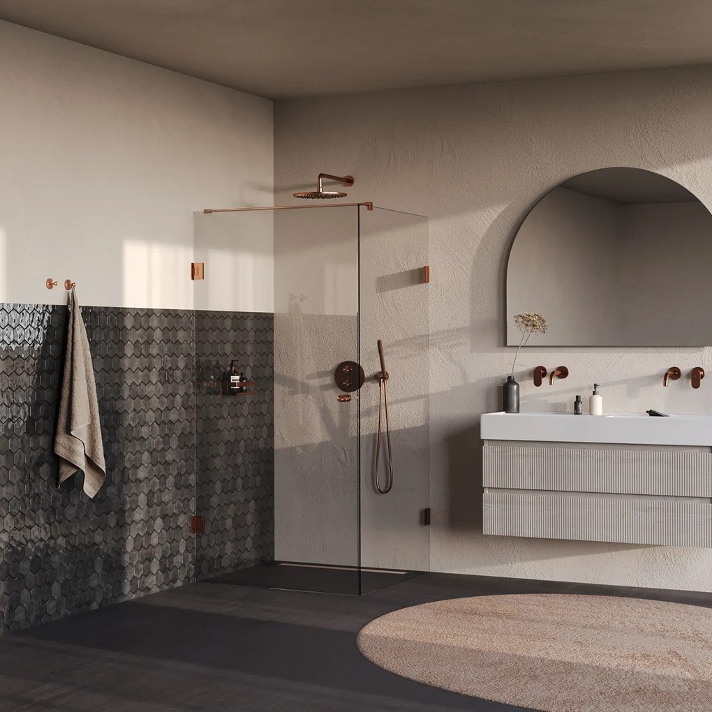 Brauer Void Carving profielloze douchecabine 100x100cm koper geborsteld PVD