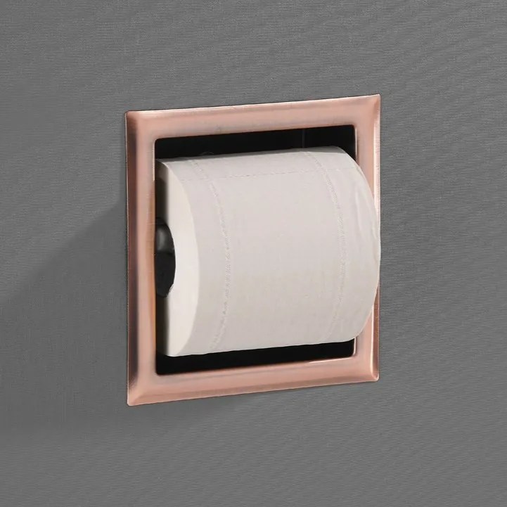 Saniclear Copper inbouw toiletrol houder zonder klep geborsteld koper