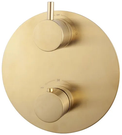 Mueller Gold inbouw regendouche rond met 20cm hoofddouche en plafondarm 20cm messing geborsteld