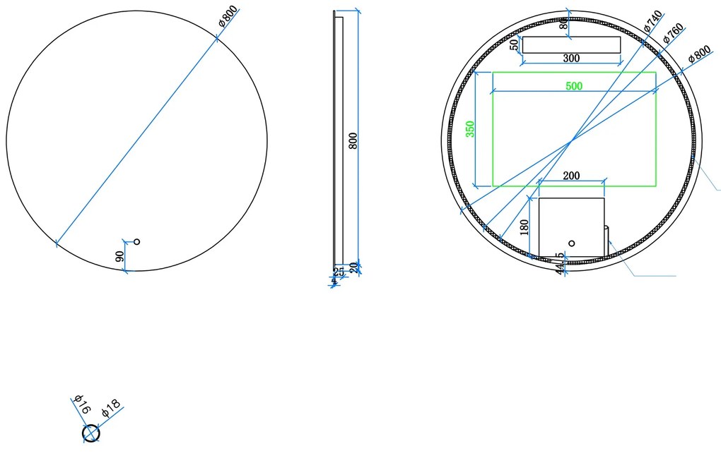 Mueller Cody ronde spiegel 80cm met verlichting en verwarming