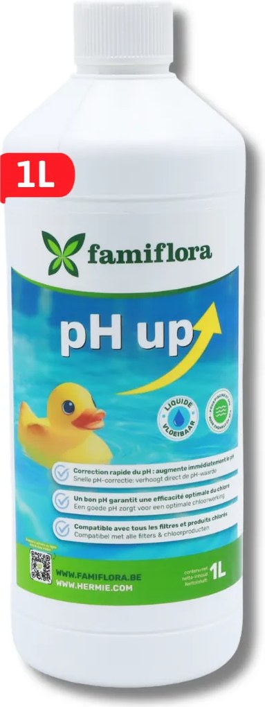 Famiflora pH up vloeibaar 1L - verhoogt de pH-waarde van je zwembad of spa!