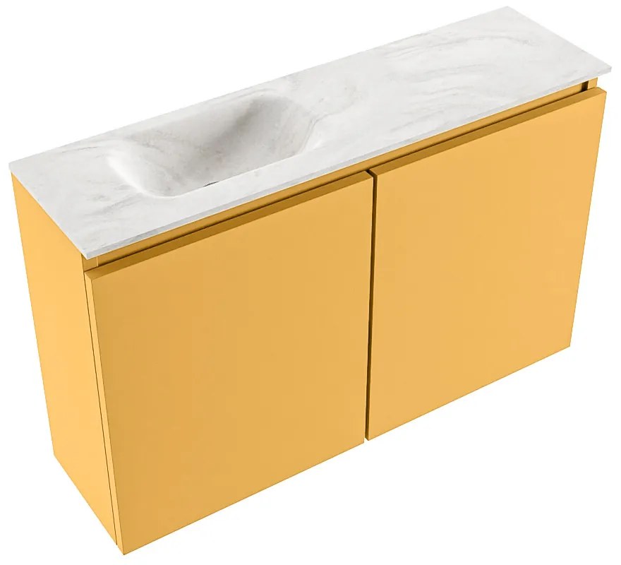 Mondiaz Ture DLux toiletmeubel 80cm ocher met wastafel ostra links zonder kraangat