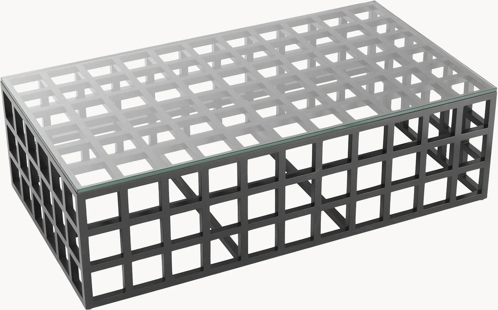 Salontafel Cubico van mindihout met glazen tafelblad