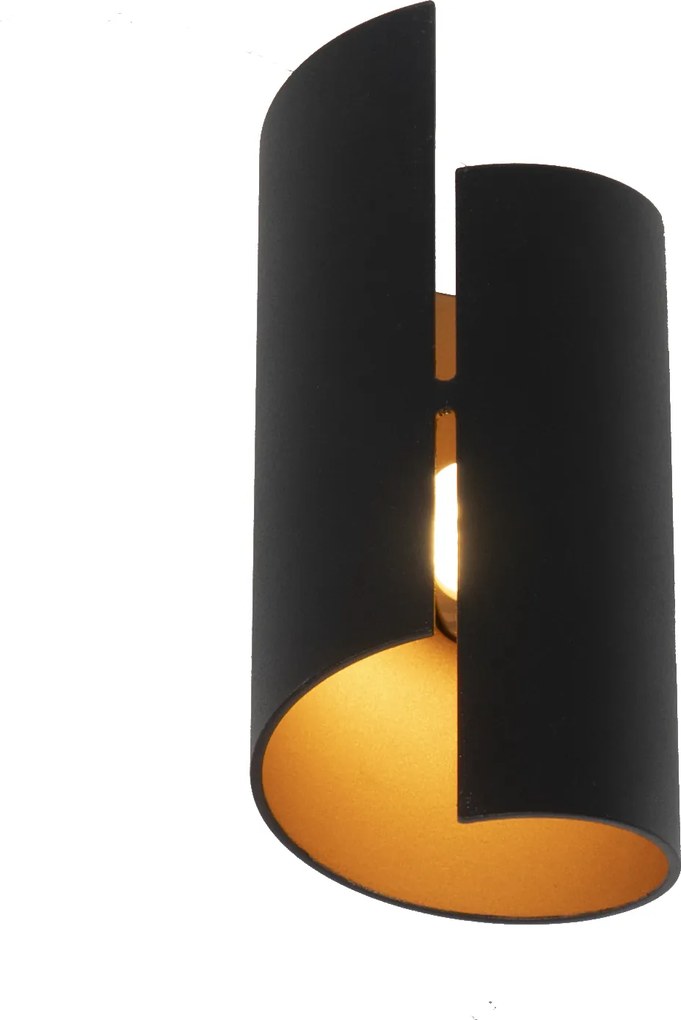 Smart wandlamp zwart met gouden binnenkant incl. Wifi G9 - Faldo