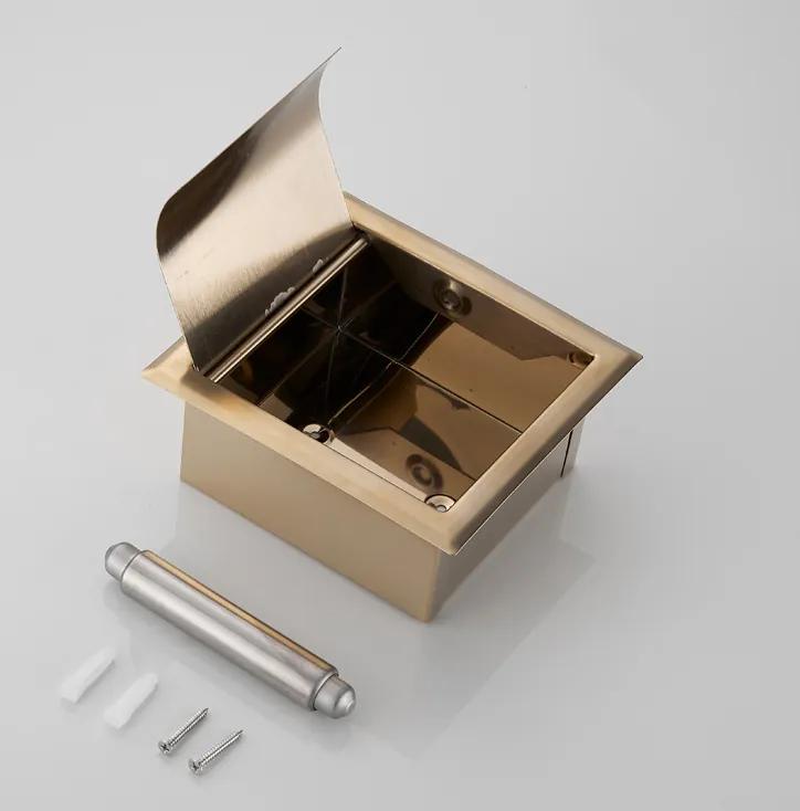 Saniclear Brass inbouw toiletrol houder met klep geborsteld messing - mat goud