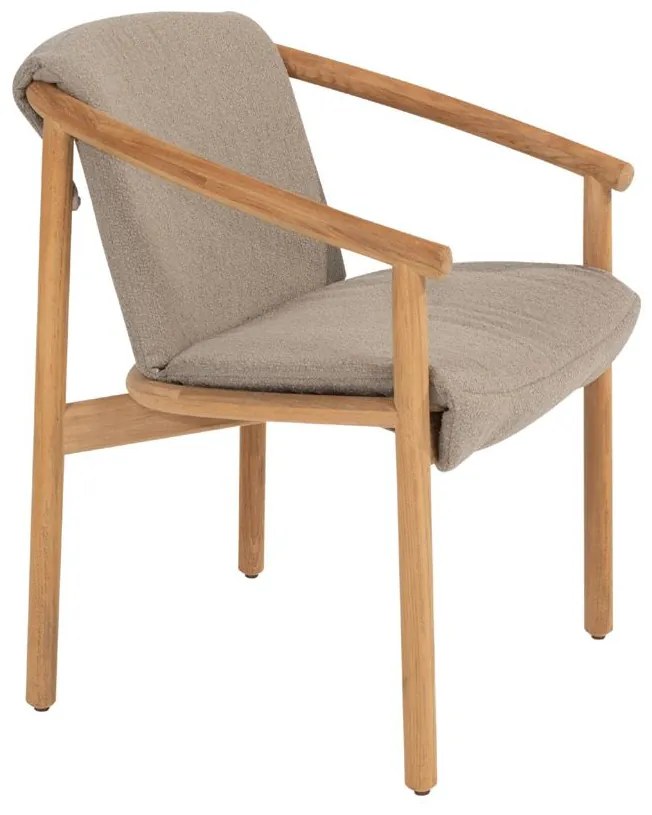 4 Seasons Outdoor Tess teak dining chair met bouclé bekleding  Tuinstoel    taupe weerbestendig