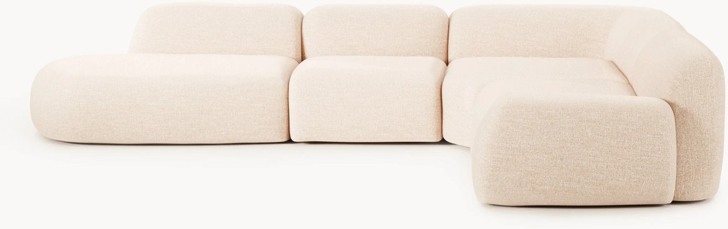 Modulaire bouclé XL hoekbank Wolke met chaise longue