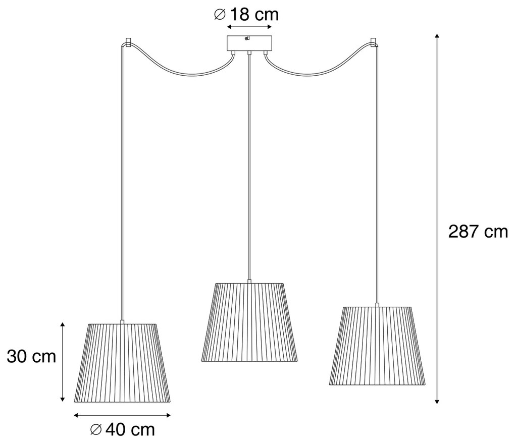 Buiten hanglamp zwart met groene kappen van touw 3-lichts IP44 - CavaJapandi Minimalistisch E27 IP44 Buitenverlichting rond