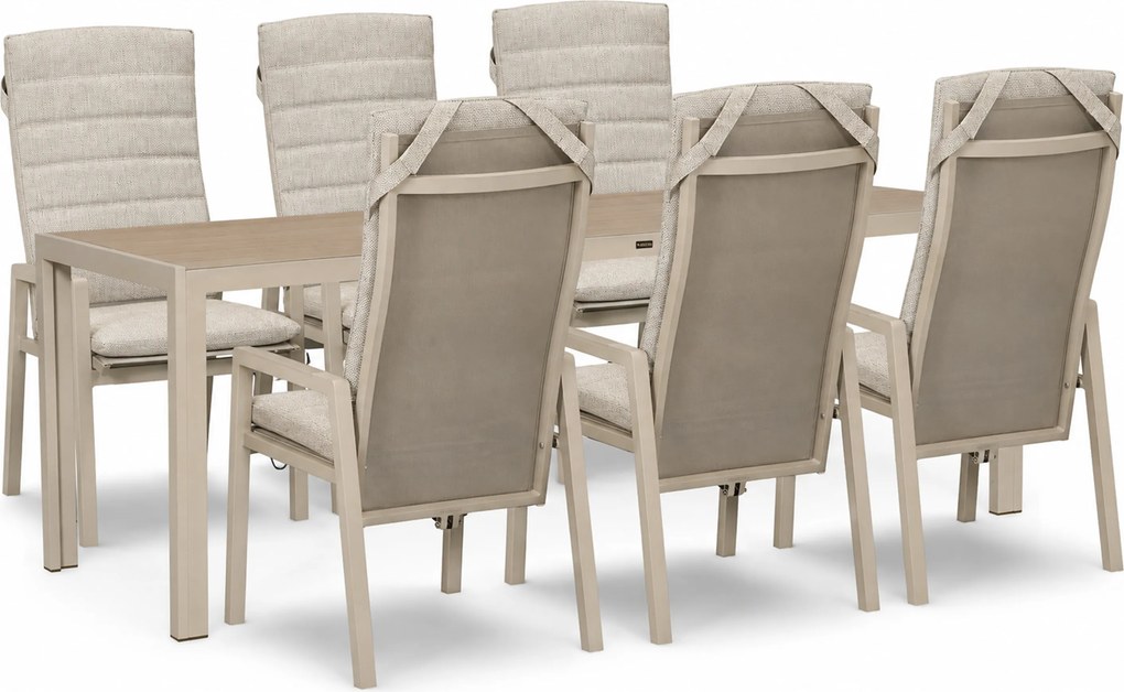 Tuinset 6 personen 210 cm Aluminium Taupe Lifestyle Garden Furniture Vivaro/Creta