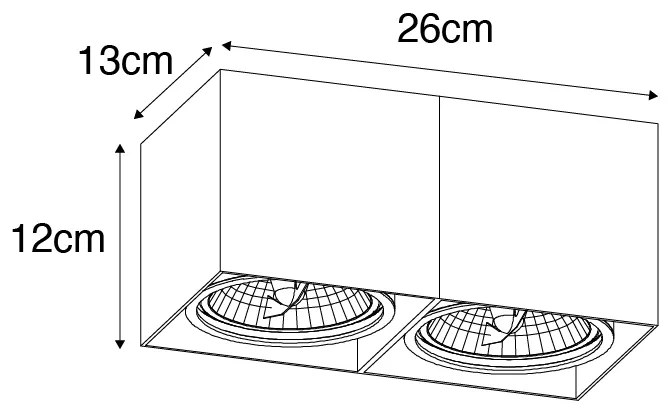 Smart Spot / Opbouwspot / Plafondspot wit rechthoekig 2-lichts incl. 2 Wifi GU10 111mm - Box GU10 Binnenverlichting Lamp