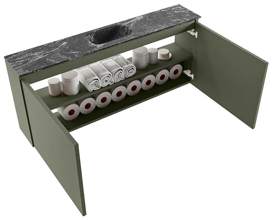 Mondiaz Ture DLux toiletmeubel 120cm army met wastafel lava midden met kraangat