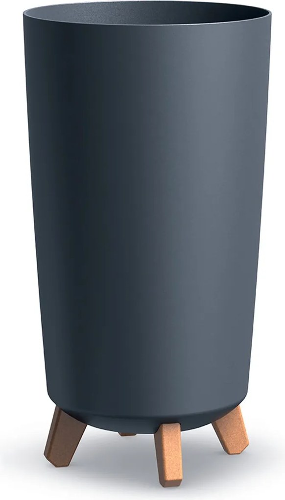 Prosperplast Gracia Tubus Slim Bloempot -Ø 23,9 cm - Antraciet - Op poten