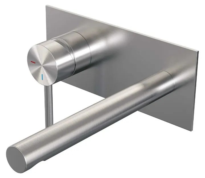 Brauer Brushed Edition ColdStart wastafelkraan inbouw rechte uitloop met achterplaat model A2 RVS geborsteld PVD