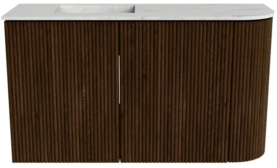 Mondiaz Joya DLux 70cm toiletmeubel ronding rechts walnut met wastafel faye links 1 kraangat opalo