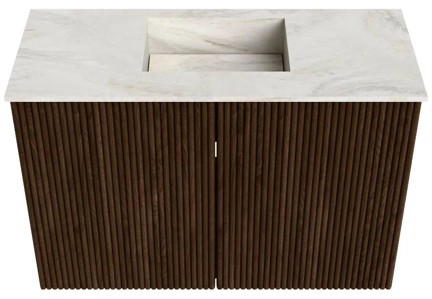 Mondiaz Joya DLux 60cm toiletmeubel walnut met wastafel faye midden 1 kraangat ostra