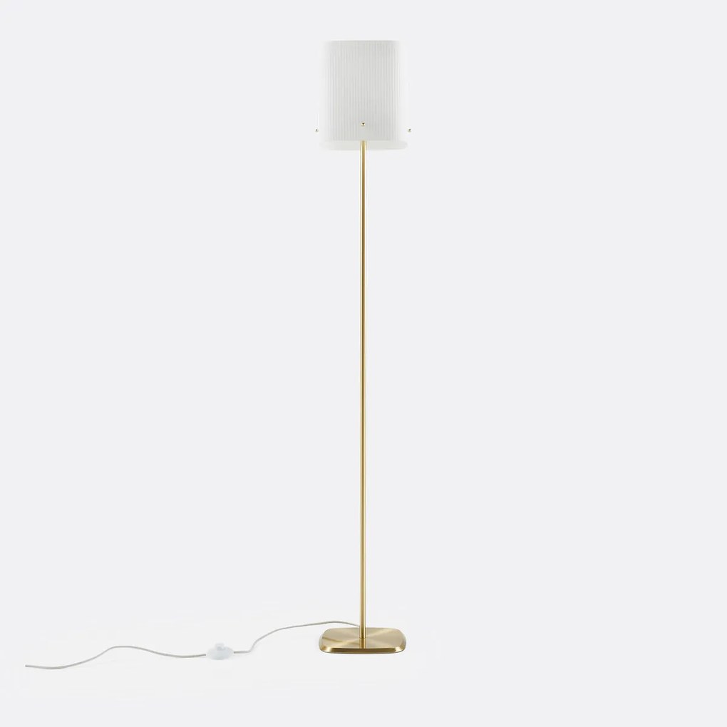 Vloerlamp in messing en geribbeld glas, Danny