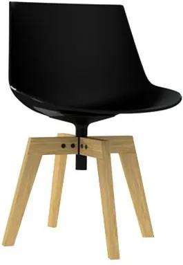 MDF Italia Flow Chair stoel met naturel eiken onderstel zwart