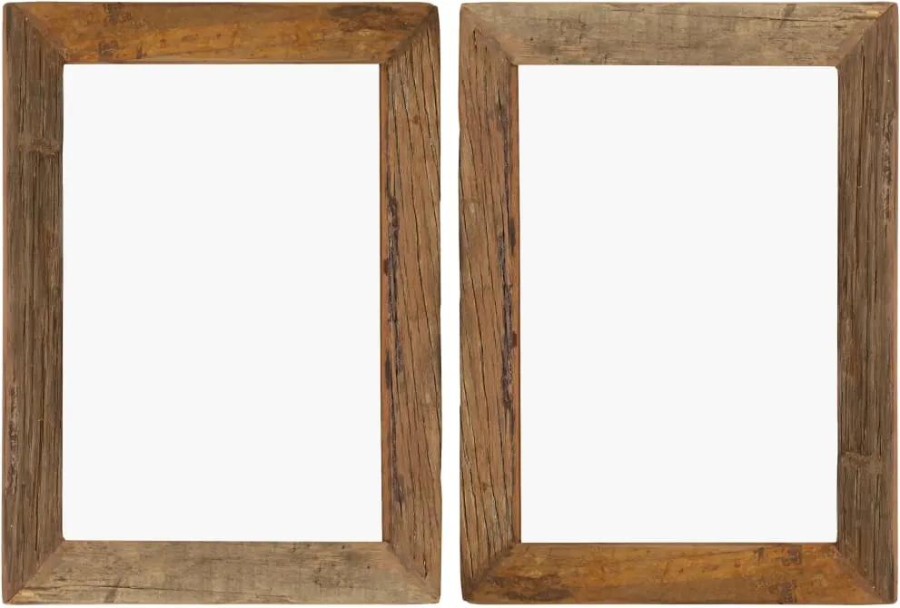 Fotolijsten 2 st 40x50 cm massief gerecycled hout en glas