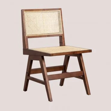 Set Van 2 Eetkamerstoelen In Essenhout En Rotan Lali Donker Hout - Sklum