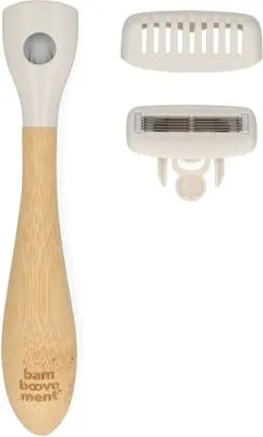 Scheermes, bamboe handvat, incl. 6 mesjes
