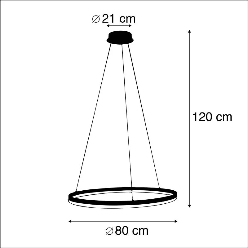 Design hanglamp zwart 80 cm incl. LED 3-staps dimbaar - Anello Design rond Binnenverlichting Lamp