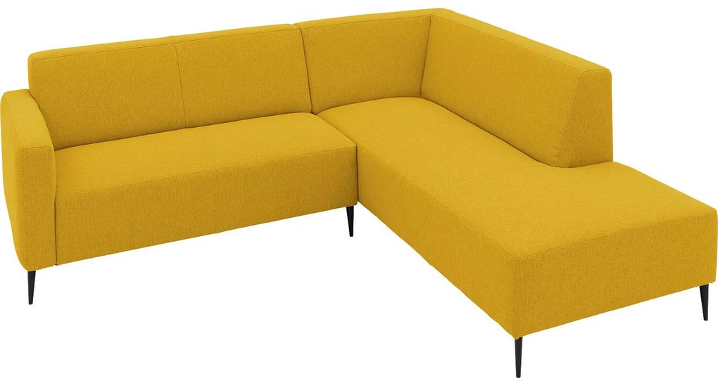 Goossens  Key West geel, stof, 2-zits, modern design met ligelement rechts