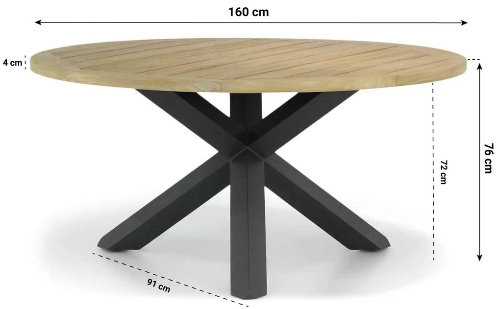 Tuinset Ronde Tuintafel 6 personen 160 cm Aluminium Grijs  Lifestyle Garden Furniture Vivaro/Rockville