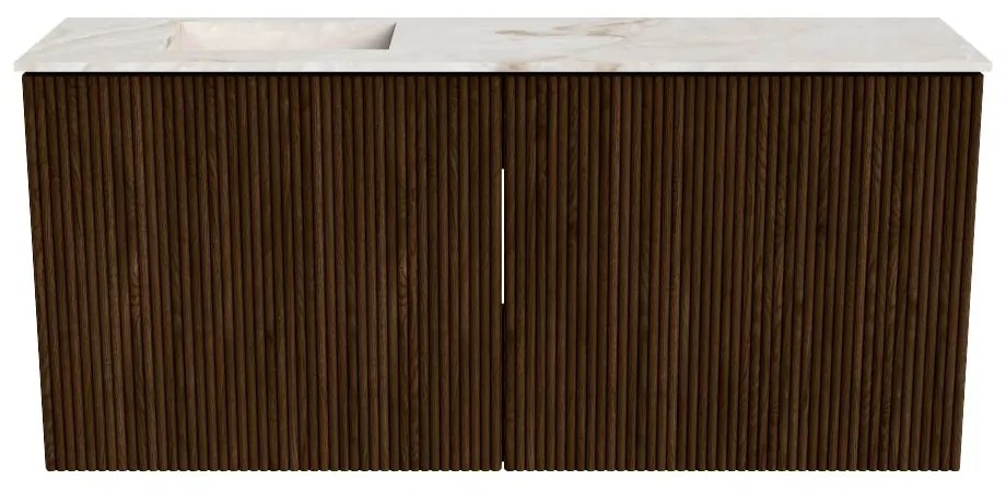 Mondiaz Joya DLux 90cm toiletmeubel walnut met wastafel faye links 1 kraangat frappe
