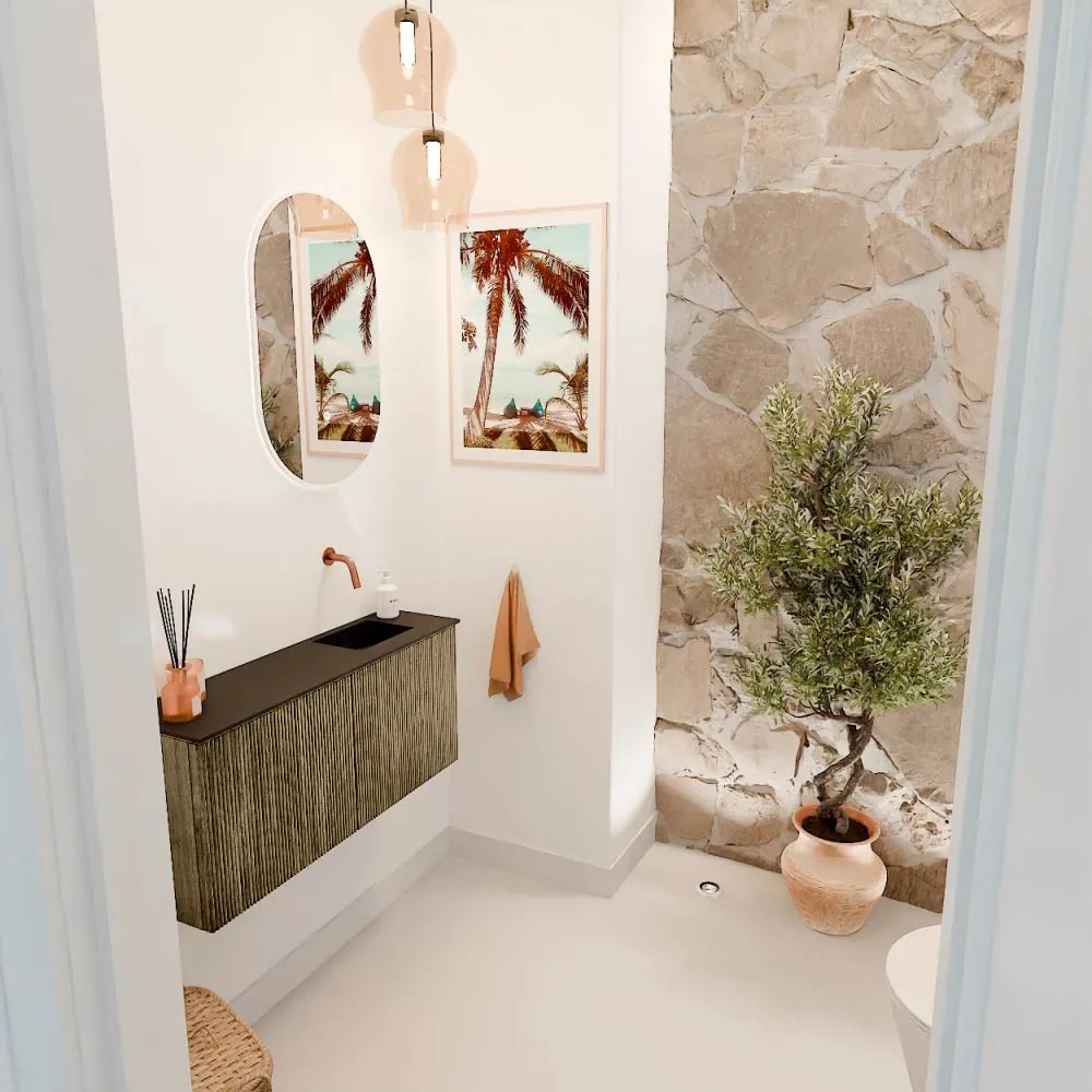 Mondiaz Joya 90cm toiletmeubel dusk met wastafel faye rechts zonder kraangat urban